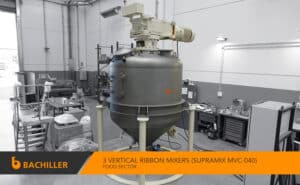 Industrial vertical ribbon mixer for solids and powders